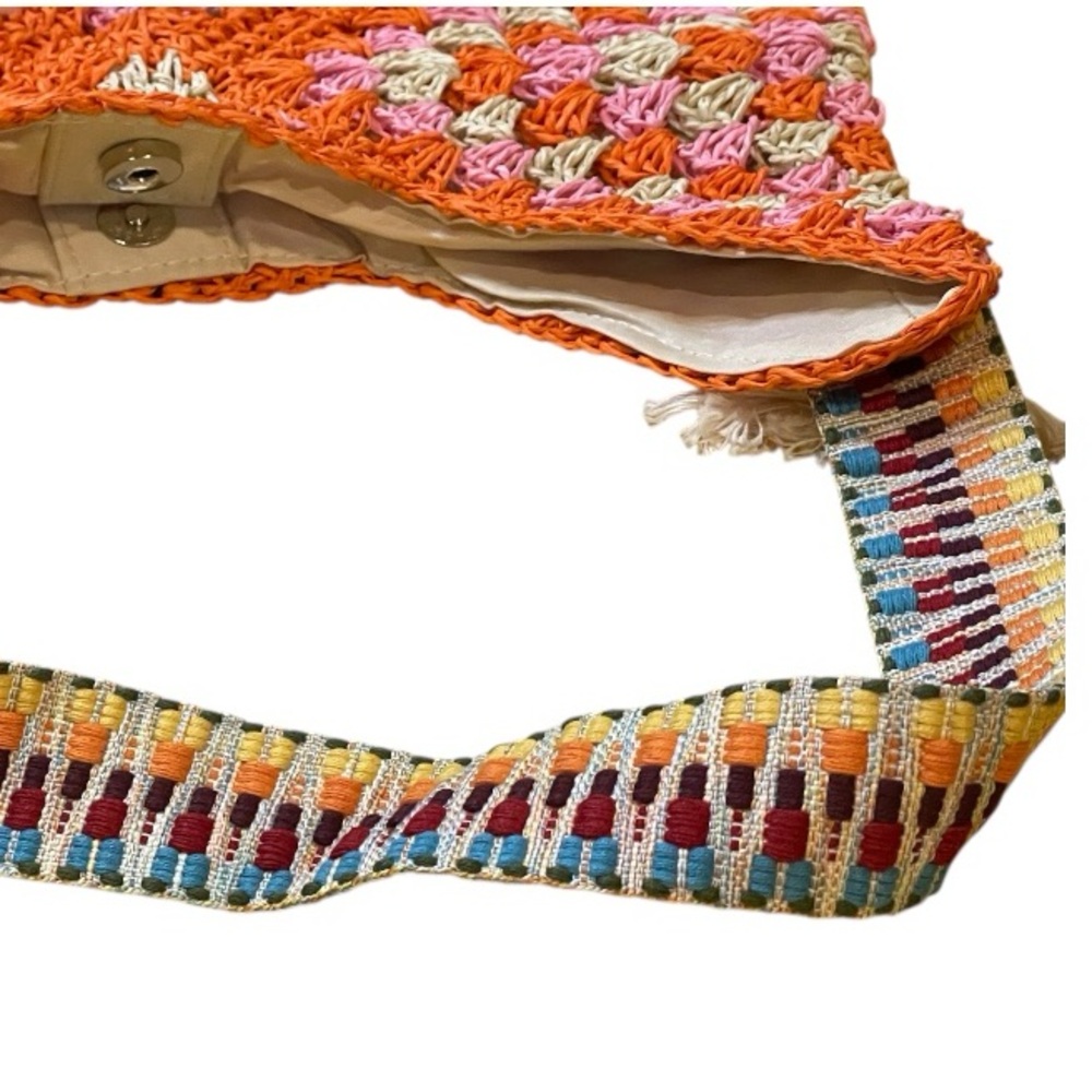 🆕 Artisanal - Shoulder Bags with Handwoven Geometric - Argyle Pattern - 2 color - Picture 8 of 12